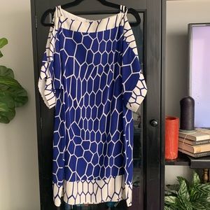 Alice & Trixie Blue & White Silk Dress